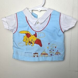 Vintage 60's / 70's Disney Dumbo Circus Button Back Short Sleeve Shirt, 3 Months